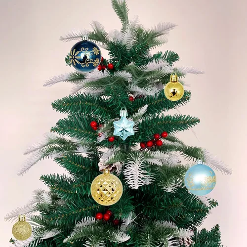 Vista 6 de Juego de 44 adornos de bolas de Navidad, adornos de bolas de Navidad inastillables para Navidad, vacaciones, corona y decoraciones de fiestas