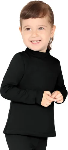 Vista 7 de Lilax Camiseta básica de algodón de cuello alto falso de manga larga para niña