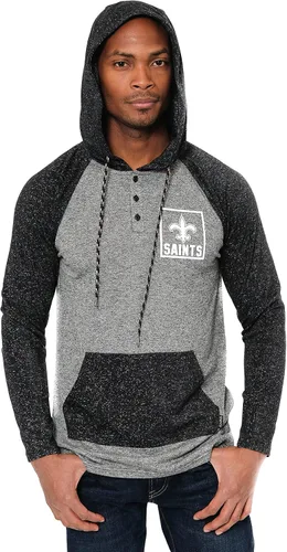 Vista 12 de Ultra Game - Sudadera con capucha de vellón para hombre con cuello Henley de la NFL Negro