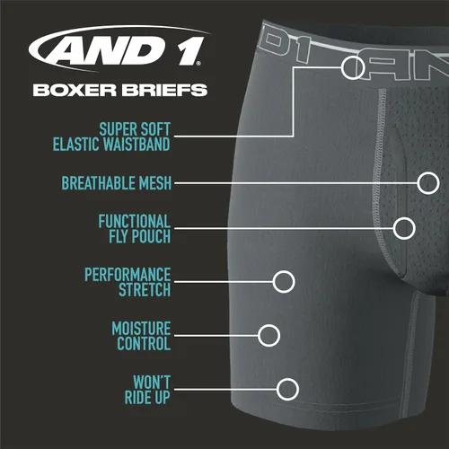Vista 3 de AND1 Ropa interior para hombre Paquete de 6 calzoncillos de compresión de rendimiento, bragueta funcional (S-3XL)