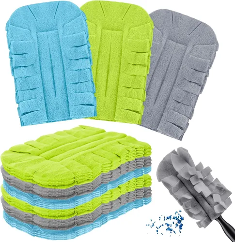 Vista 33 de Zubebe 3 piezas de repuesto de plumero de forro polar reutilizables, plumeros planos de plumas, almohadillas de limpieza lavables para múltiples
