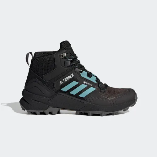 Vista 3 de adidas Botas de senderismo Terrex Swift R3 Mid Gore-Tex para hombre Núcleo Negro Menta Tonelada Gris Cinco