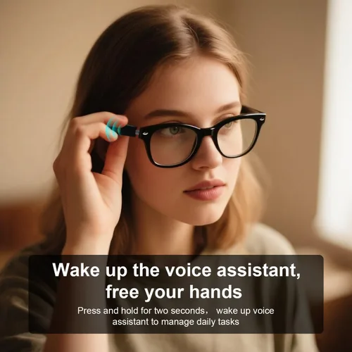 Vista 5 de Anteojos inteligentes con Bluetooth, IPX5 impermeables y anti-luz azul, anteojos de audio inteligentes con toque inteligente, altavoz de oído