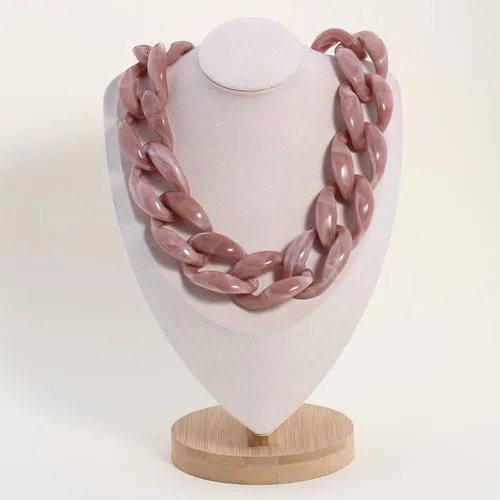 Vista 2 de Collar de cadena de eslabones acrílicos de moda para mujer