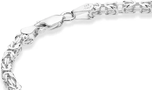 Vista 2 de Miabella Pulsera bizantina cuadrada maciza de plata de ley 925 italiana de 0.118 in para hombres y mujeres, 925 hecha a mano en Italia, Plata