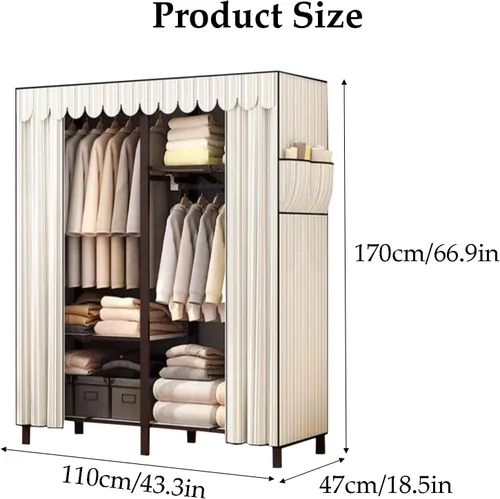 Vista 5 de large closets Folding Closet with Cloth Cover Clothes Closet Portable Wardrobe Closet Metal Iron Frame Closets for Bedroom Large Closet Space-saving