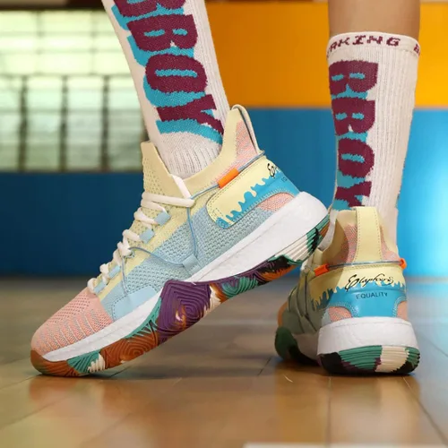Vista 7 de ASHION Zapatos de baloncesto unisex para niños y niñas, tenis de caña alta, transpirables, con amortiguación al aire libre, zapatos deportivos