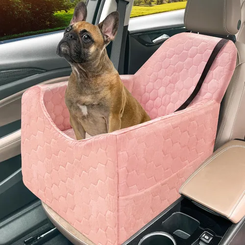 Vista 13 de Asiento de automóvil para perros pequeños/medianos, asiento elevador de perro de espuma viscoelástica, seguridad de viaje con funda extraíble