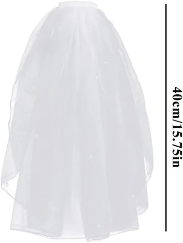 Vista 3 de Eioflia Velo de novia corto, velo para novias, velo de novia corto de 2 niveles velos de tul para novia, velo de niña de flores con cinta de peine