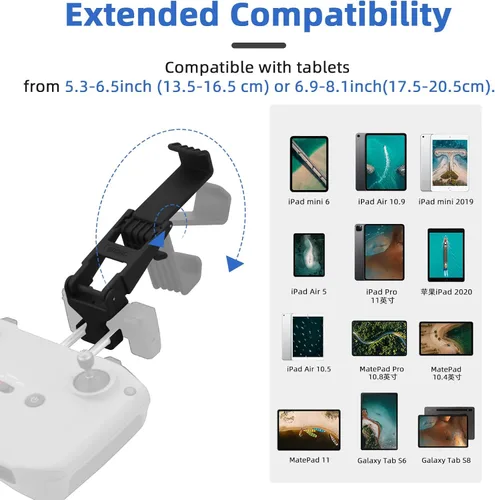 Vista 2 de HeiyRC Soporte para tableta para DJI Neo, Mini 4K, Mini 4 Pro, Mini 3/3 Pro, Mini 2 SE, AIR 3, Mavic 3 Pro, Mavic Air 2S Soporte extendido ajustable