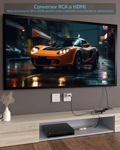 Vista 5 de VIXLW Convertidor RCA a HDMI, convertidor AV a HDMI, 1080P Mini compuesto a HDMI, compatible con PAL/NTSC para PC, portátil, TV, WII, PS1, PS2, PS3