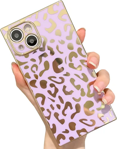 Vista 12 de Elegante Compatible con iPhone 12 Funda de Borde Rectangular, Lindo Patrón de Leopardo de Lujo Funda con Plateado Protector de Cámara TPU Suave A