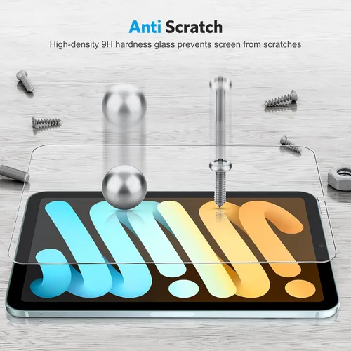 Vista 5 de OMOTON Paquete de 3 protectores de pantalla para iPad Mini 7/6 (7ª/6ª generación, 8.3 pulgadas), vidrio templado para iPad Mini A17 Pro 7ª
