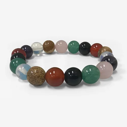 Vista 122 de Gem Avenue Handmade Round Bead Stretch Bracelet Unisex Natural Stone Beaded Jewelry for Men & Women, Elastic Wristband for Daily Wear