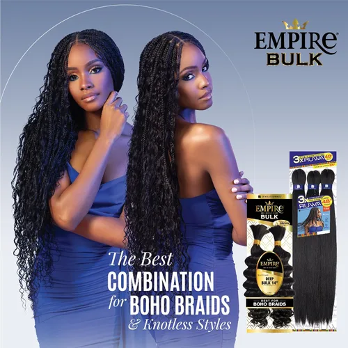 Vista 6 de Sensationnel Empire Bulk Braiding – Trenzado a Granel – Trenzas de cabello humano profundo para estilos de caja boho sin nudos o estilos de ondas