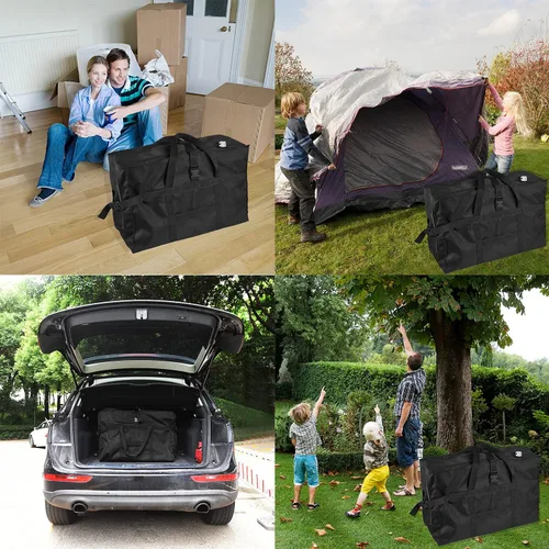 Vista 6 de RicoRich Bolsa de lona de viaje, bolsa de lona deportiva, equipaje de mano para fin de semanavacacionescampamentoplayatiendapesca, Negro -, Plegable