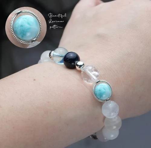 Vista 187 de Precious Gemstone Natural Crystal Healing Bracelet, Rutilated Quartz, Moonstone, Quartz Handmade Original Design Bracelet