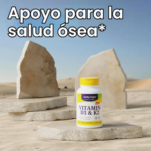 Vista 4 de Healthy Origins Vitamina D3 2,000 UI y K2 200 mcg, 60 cápsulas blandas