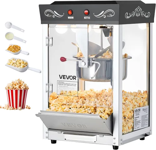 Vista 14 de VEVOR - Máquina comercial para hacer palomitas, hervidor de 8 oz, máquina de palomitas de 850 W para 48 tazas por tanda, máquina de palomitas