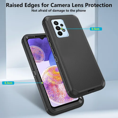 Vista 3 de Asuwish Funda de teléfono para Samsung Galaxy A23 5G con protector de pantalla de vidrio templado y cubierta para celda, híbrida, resistente, a Negro