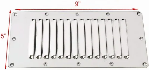 Vista 2 de Amarine Made Ventilación marina rectangular con listones de acero inoxidable para yates y barcos - 07720S - 5" X 9" (4)