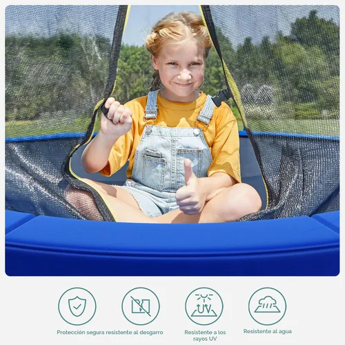 Vista 4 de SONGMICS Replacement Trampoline Safety Pad Mat, 10ft 12ft 14ft 15ft Standard Size, Spring Cover, UV-Resistant, Tear-Resistant, Edge Protection Azul