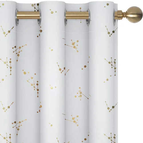 Vista 35 de Deconovo - Cortinas opacas con diseño dorado estampado y ojales, negro, de 42 pulgadas de ancho x 45 pulgadas de largo