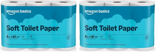 Vista 7 de Amazon Basics - Papel higiénico de 2 capas, 6 rollos = 24 rollos regulares, 350 hojas, (1 paquete de 6), sin perfume