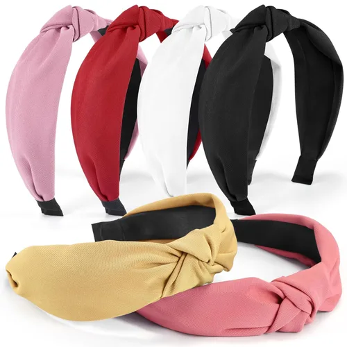 Vista 10 de DiyJibb Diademas para Mujeres y Niñas - 6 Piezas Diademas Elegantes con Nudo Superior - Diadema Anudada para Mujeres - Bandas para la Cabeza Anchas