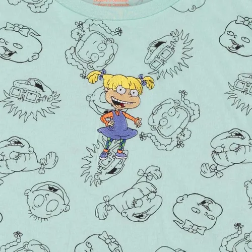 Vista 5 de Nickelodeon Camisa de moda de los años 90 de Rugrats Angelica y Reptar Allover Crop Top Skimmer Tee