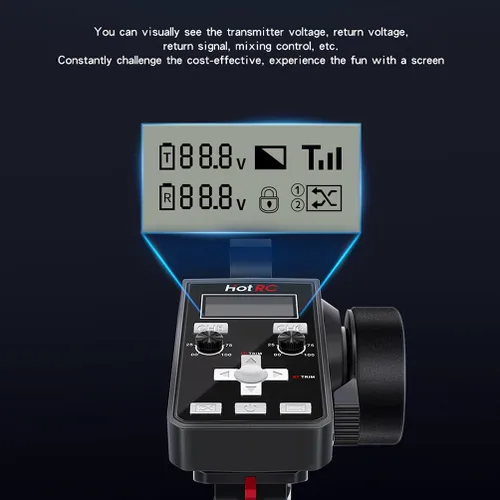 Vista 2 de HOTRC CT-6A Transmisor y receptor RC de 6 canales 2.4ghz control manual RC tanque barco tanque control remoto (CT-6A)