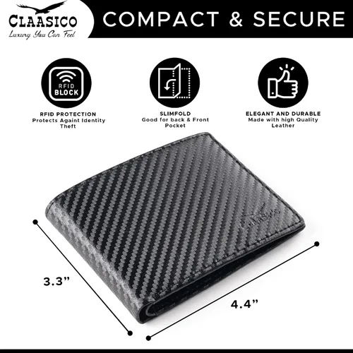 Vista 4 de Cartera para hombre Cartera delgada de piel auténtica con RFID Regalo para hombres empaquetado en elegante caja de regalo
