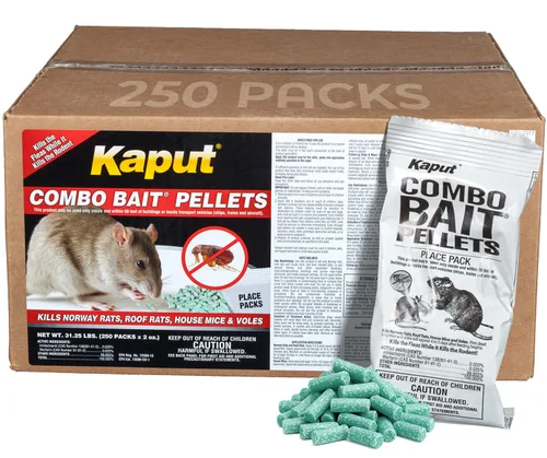 Vista 7 de Cebo combinado en pellets Kaput, cebo para ratas para matar roedores y pulgas, ratones noruegos, ratones caseros y topos de pino - Incluye warfarina