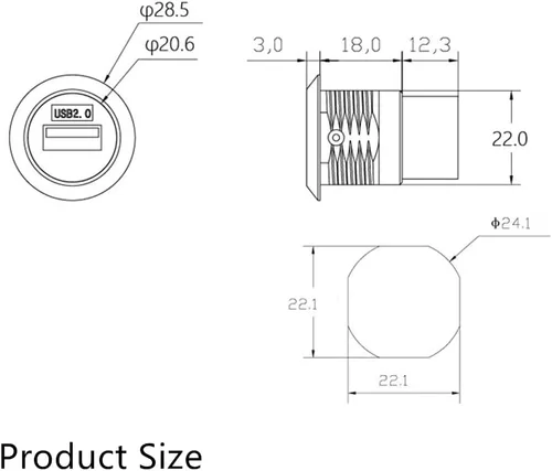 Vista 6 de PENGLIN Acoplador de montaje en panel USB 2.0, conector de paso USB, adaptador de extensión de mamparo hembra a hembra con tapón de agua/polvo