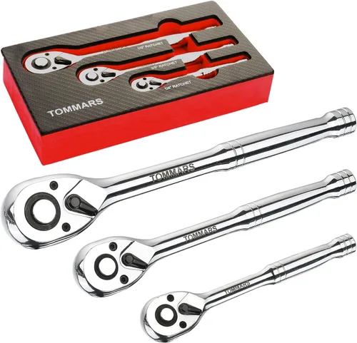 Vista 14 de TOMMARS Llave de trinquete de 1/2 pulgada, llave de trinquete de liberación rápida de 72 dientes, reversible, regalos para hombres, herramientas