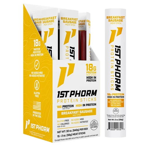 Vista 10 de 1st Phorm Palitos de proteína, Teriyaki sazonado, 0.63 oz de proteína, 15