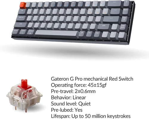 Vista 7 de Keychron Teclado mecánico inalámbrico K6 65 compacto de 68 teclas para Mac retroiluminación blanca intercambiable en caliente Bluetooth multitarea