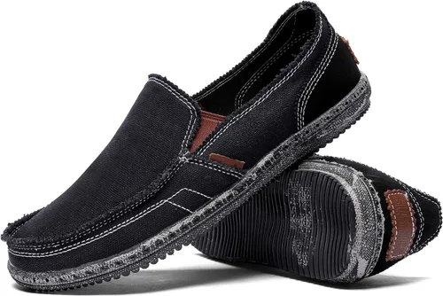 Vista 3 de CASMAG Zapatos de tela para hombre, estilo casual, zapatos de lona antideslizantes para ocio, estilo vintage, zapatos náuticos planos