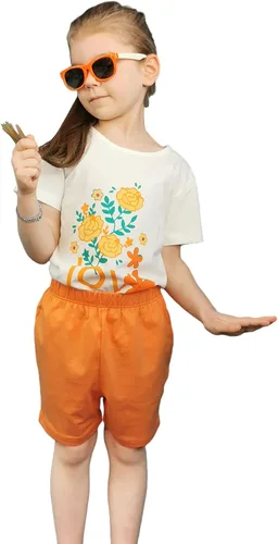 Vista 3 de Bumeex Conjunto de ropa de verano para niñas pequeñas con top y pantalones cortos de algodón