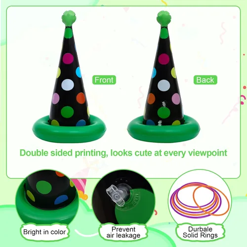 Vista 3 de Juego inflable de lanzamiento de anillos, juegos de fiesta de cumpleaños, juego de lanzamiento de anillos para niños y adultos, decoración de fiesta