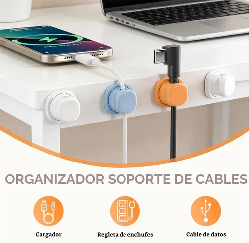 Vista 2 de Soporte organizador de cables,Gestor de cables de escritorio Mezcla (6 unidades)