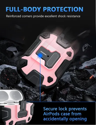 Vista 5 de Nillkin Funda para Airpods Pro de 2ª generación con imanes de bloqueo seguro, llavero de metal para hombres y mujeres, cuerpo completo, a prueba