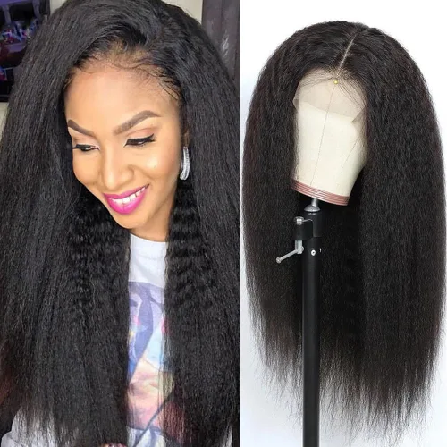 Vista 9 de Peluca de cabello humano liso natural de 14 pulgadas, sin pegamento, peluca de encaje frontal de 13 x 4, línea de cabello prearrancada con cabello