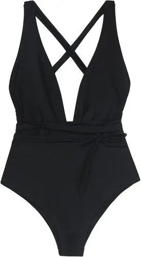 Vista 5 de CUPSHE Traje de baño de una pieza para mujer, sexy, con cuello en V profundo, espalda cruzada, Disponible en Xs, S, M, L, Xl, Xxl.