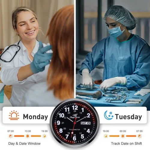 Vista 3 de ManChDa Nurse Watch Nursing Watch Analog Medical Watches for Women Waterproof Watch with Second Hand Easy to Read Watch Military Time Watch Luminous