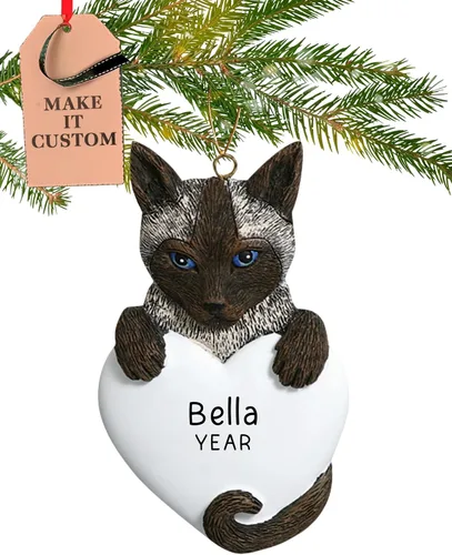 Vista 14 de Adorno personalizado de gato calicó 2026 Adornos de Navidad para mascotas grabados con láser las 24 horas Regalo de recuerdo de corazón