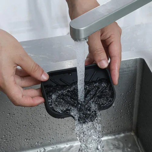 Vista 9 de MicoYang Jaboneras de Baño de Silicona con Boquilla de Drenaje - Organizador de Fregadero de Baño y Cocina, Soporte para Esponja, Bandeja de Jabón