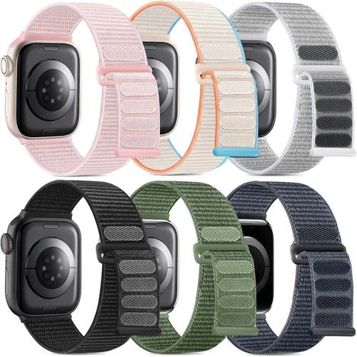 Vista 20 de WJK Correas elásticas de nailon compatibles con correas de Apple Watch de 1.496 in 1.575 in 1.614 in 1.654 in 1.732 in 1.772 in 1.811 in 1.929 in