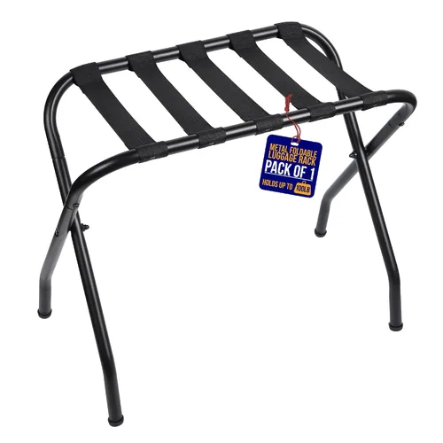 Vista 10 de Lifemaster Portaequipajes de metal – Paquete de 4 soportes plegables, fáciles de montar, ahorro de espacio y elegante marco de acero para maletas