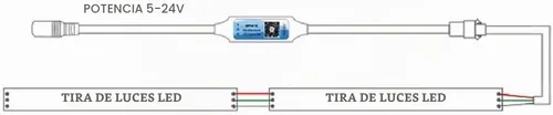 Vista 9 de DC5-24V SP621E Mini controlador LED Bluetooth Control APP para WS2811 WS2812B SK6812 Pixeles Dream Color LED Strip (con conector de CC)